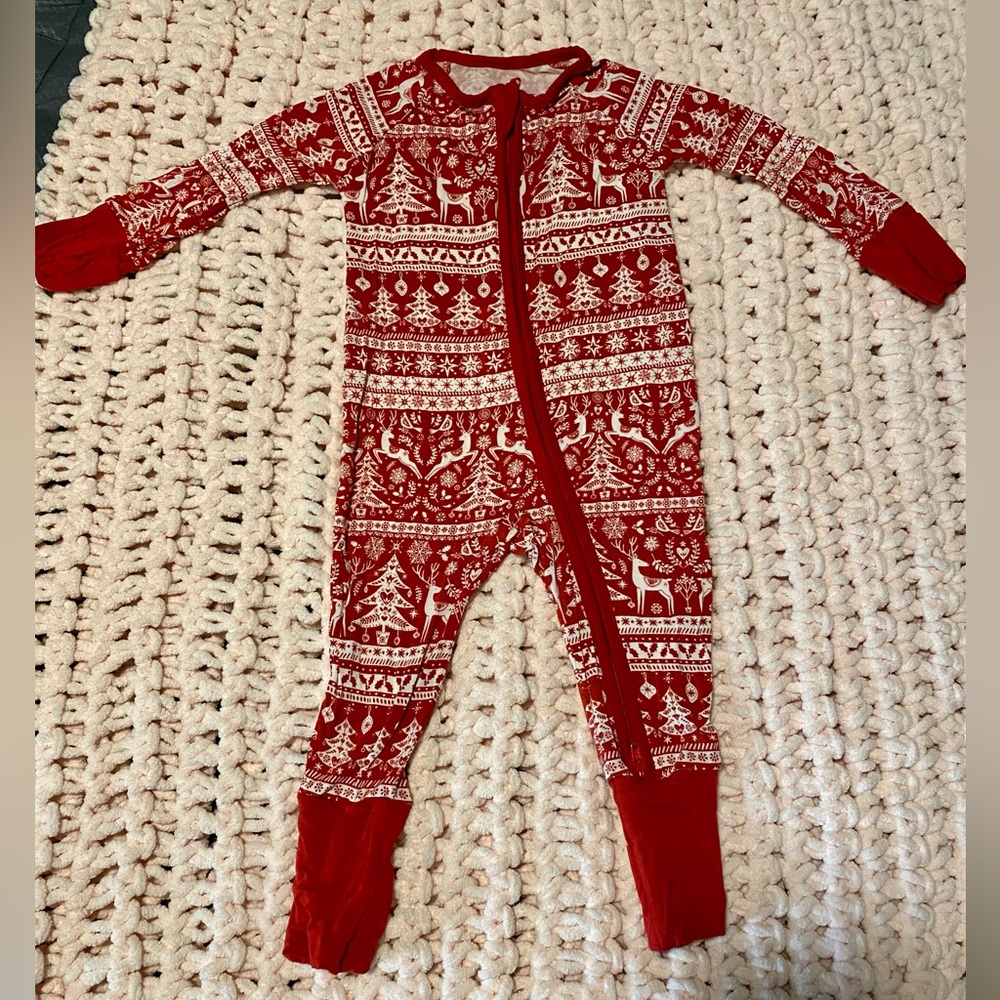 Little Sleepies 3-6 month Reindeer Cheer zippy